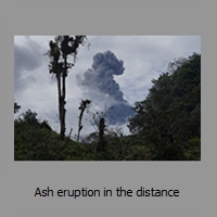 Ash eruption in the distance